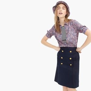 Pleated-front sailor skirt in stretch linen